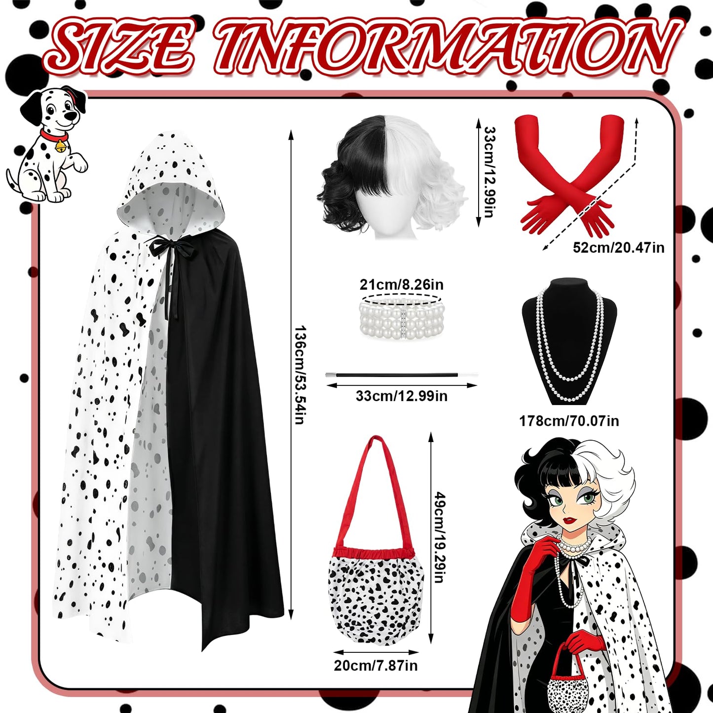 Cruella Costume Accessories Set for Women - Villain Fancy Dress Kit (image 7)
