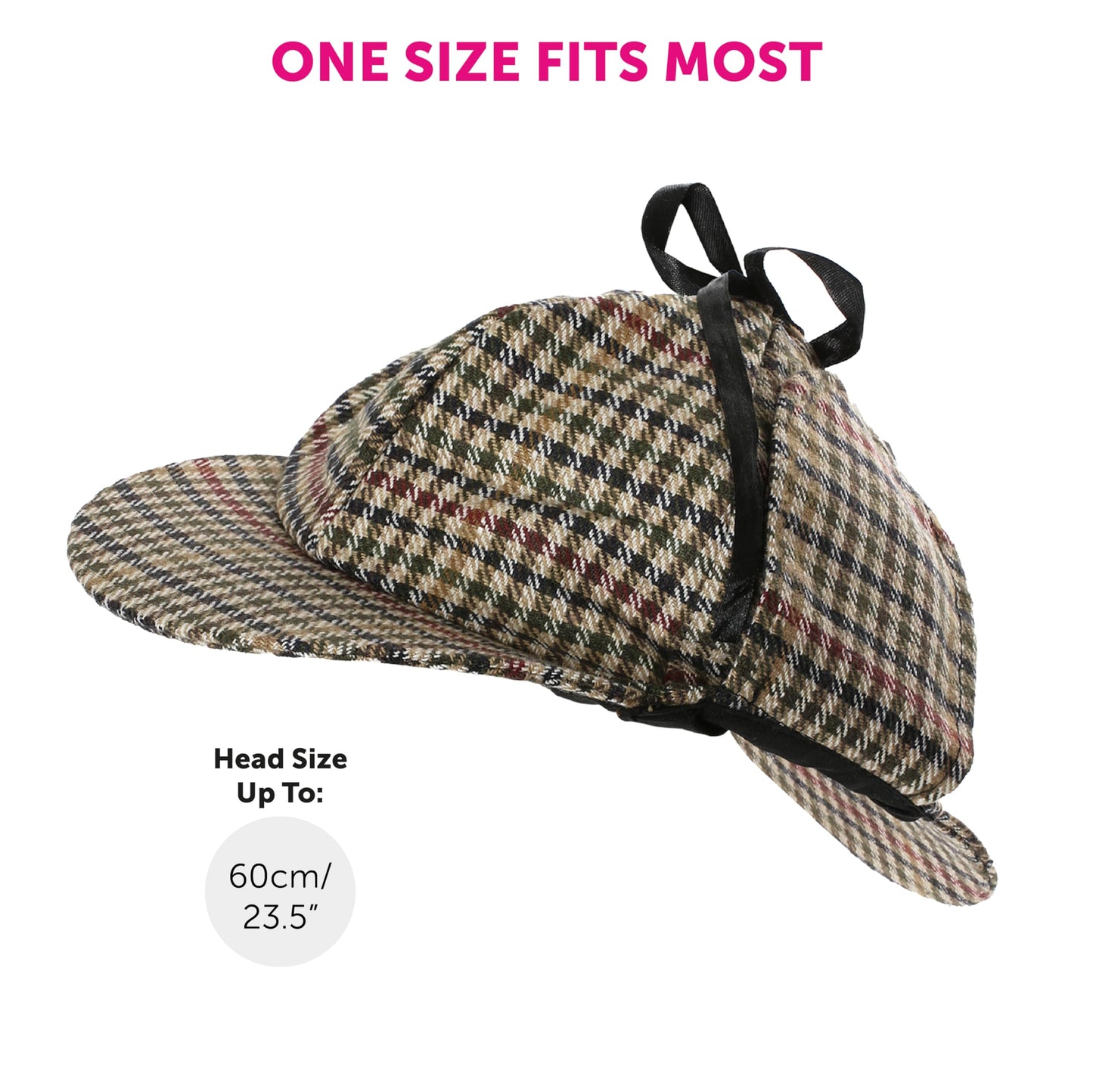 Adults Victorian Detective Costume - Standard - Victorian Cape, Matching Deerstalker Hat, Black Bowtie, Fake Pipe and Magnifying Glass - Adults World Book Day Book Week Fancy Dress Costume