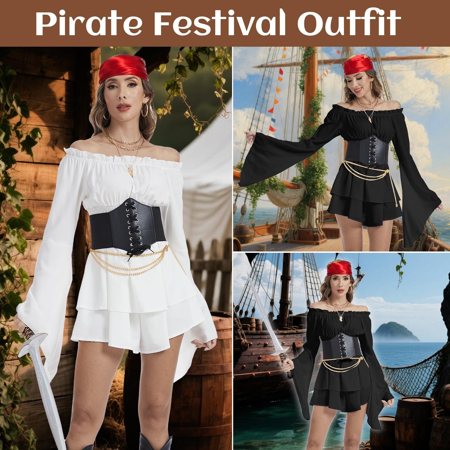 Pirate Costume Adult Women - Pirate Accessories Women Dress Outfit (image 7)