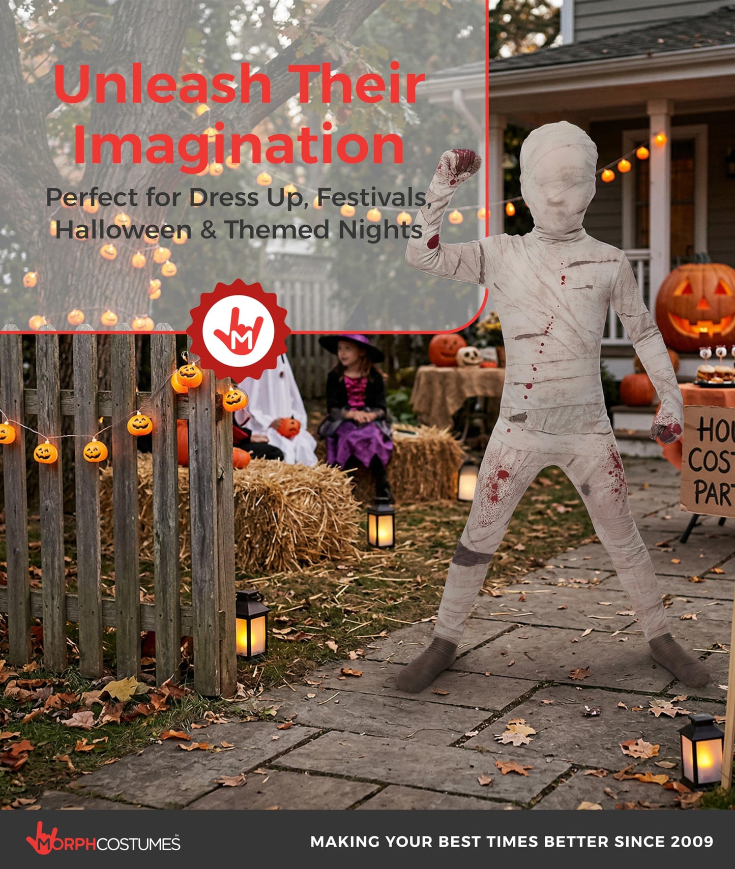 Morph Mummy Halloween Costume for Kids, Scary Mummy Outfit, Boys Halloween Costumes, Fun Dress-Up for Parties, Small