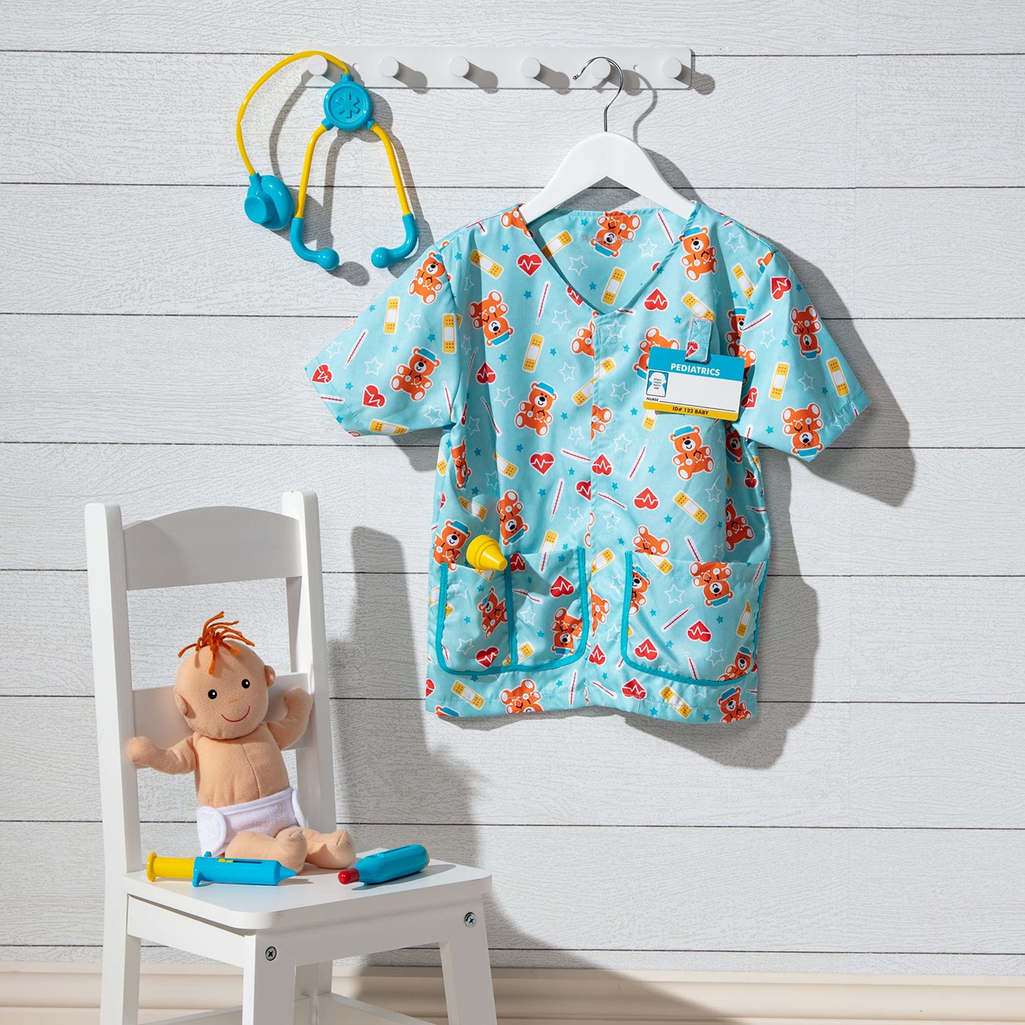 Melissa & Doug Pediatric Nurse Costume Role Play Toy | Fancy Dress for Toddlers | Dressing Up Clothes for Girls/Boys | Pretend Play Gifts for Kids Age 3-6