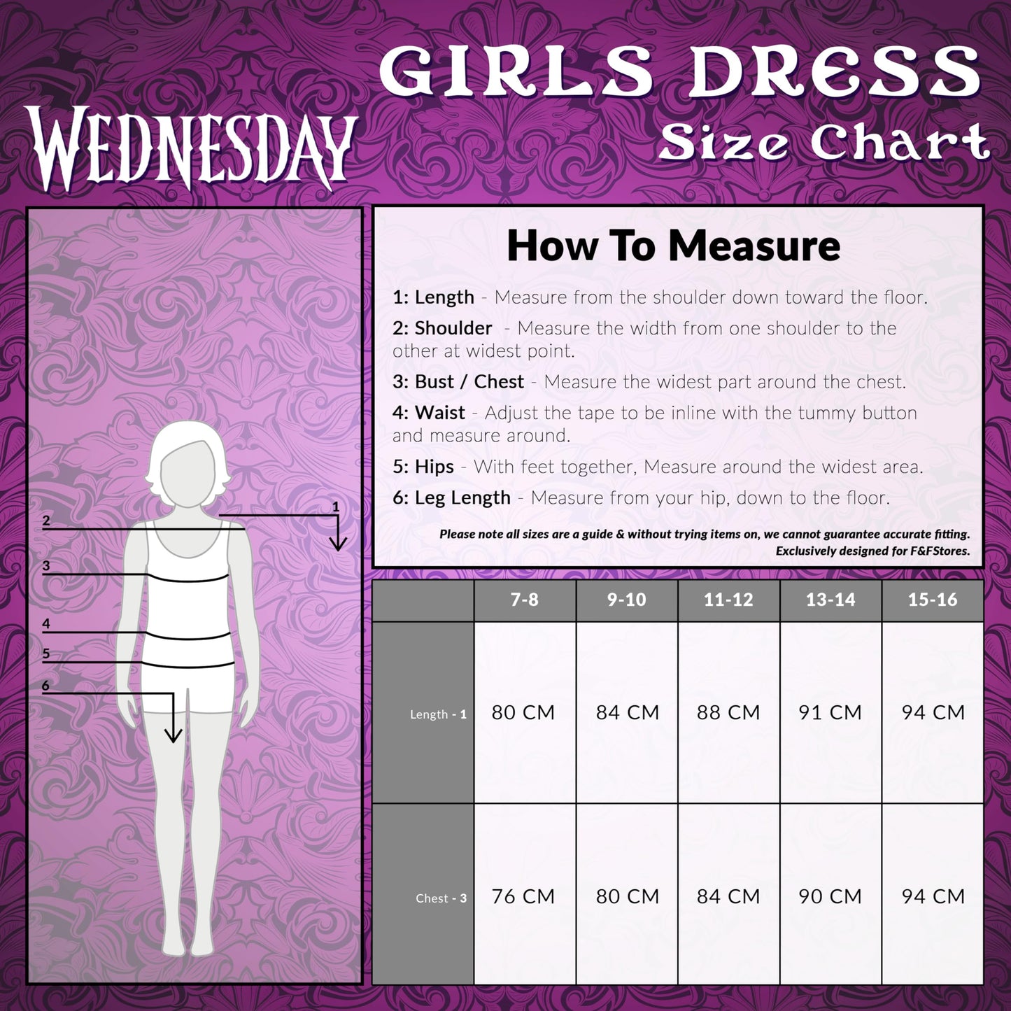 Wednesday Dress for Girls & Teens 7-16 Years, Halloween Dress with Long Sleeves & Peter Pan Collar, Halloween Costume Girls (Black AOP, 11-12 Years)