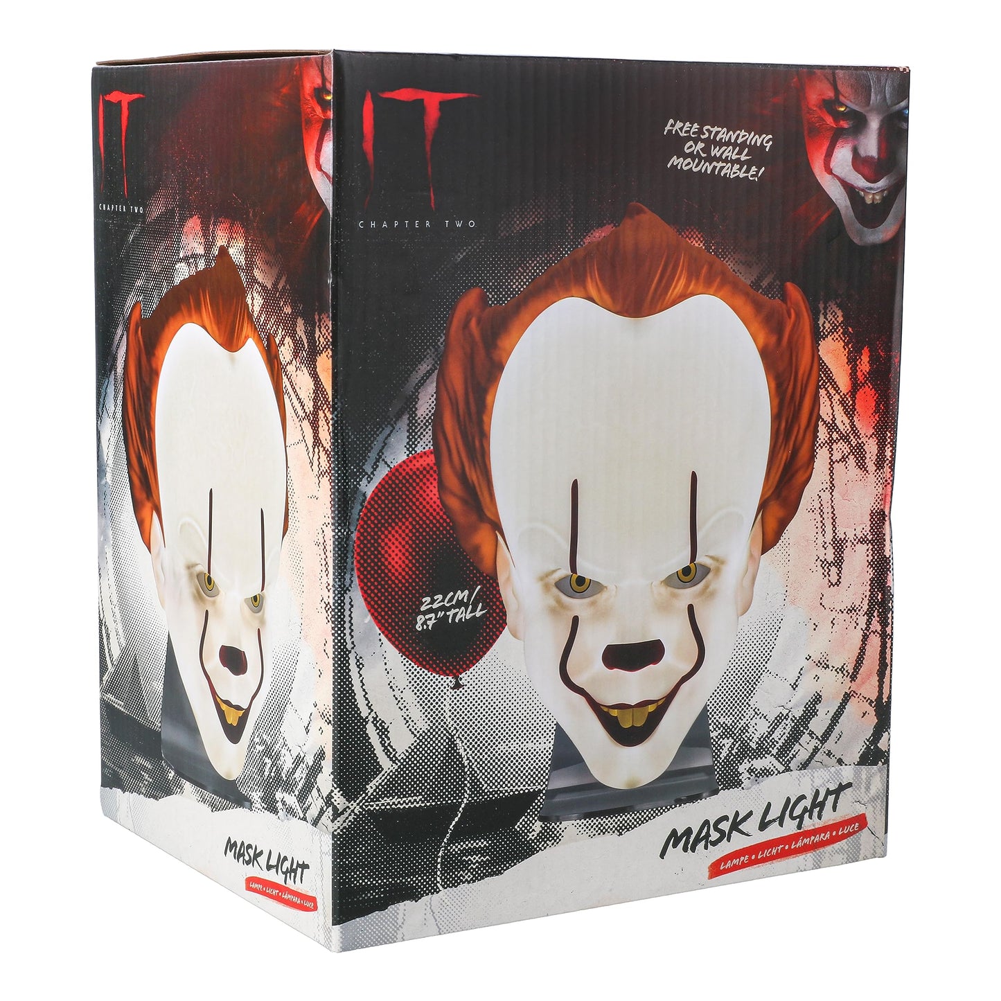 Paladone Pennywise Mask Light - Officially Licensed IT Mood Lamp, Wall Mounted or Free Standing, Spooky Halloween Decor, Gift for Horror Film Fans, USB Cable Included - 18cm