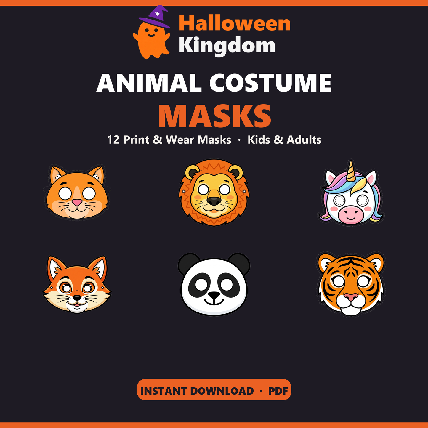 Animal Costume Masks — 12 Printable Print & Wear Masks