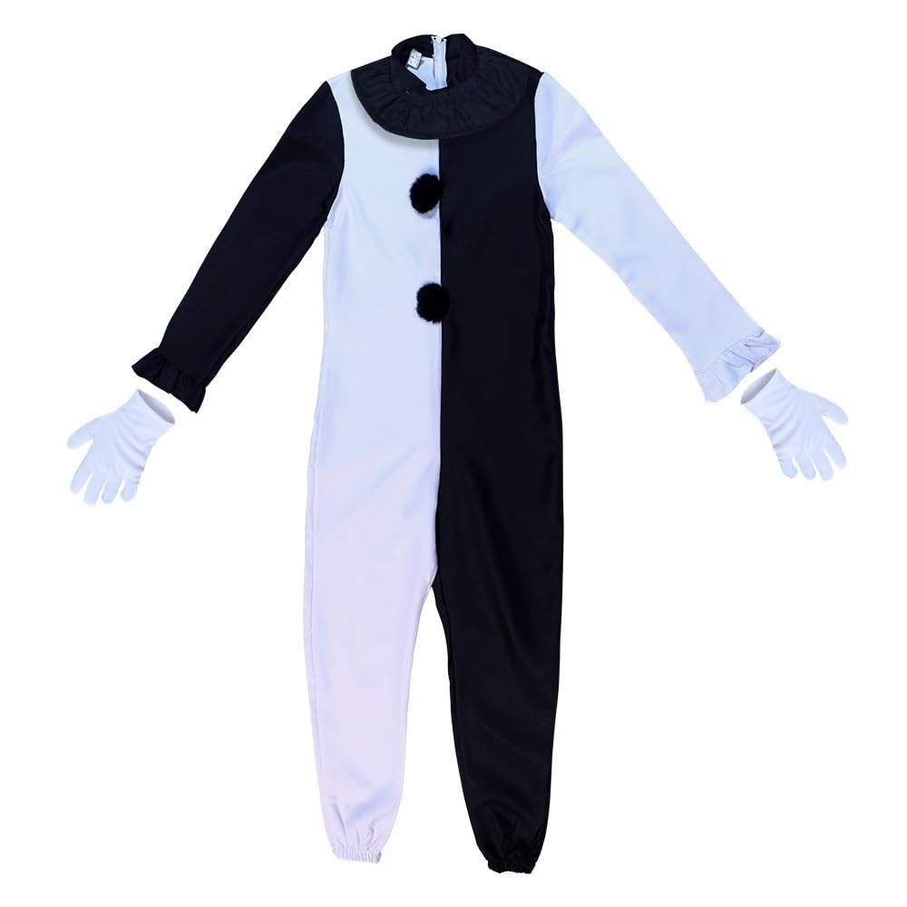 YUPDFGB Terrifier Art The Clowns Costumes - STerrifiers Jumpsuit, Ruffled Collar Trim and Mittens Costume Horror Movie for Scary Killer Party, Halloween Party