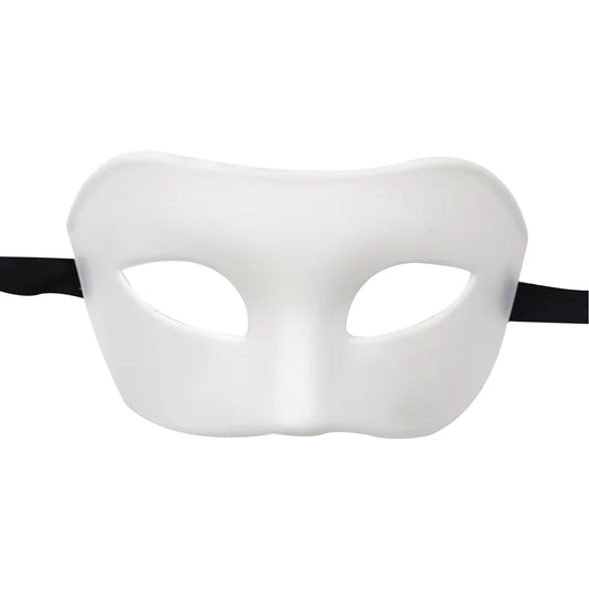 Vyqrx White Masquerade Mask for Adults – Classic Venetian Style Half Face Costume Mask for Men & Women, Halloween Fancy Dress Party Accessory, Cosplay & Carnival Eye Mask (White)