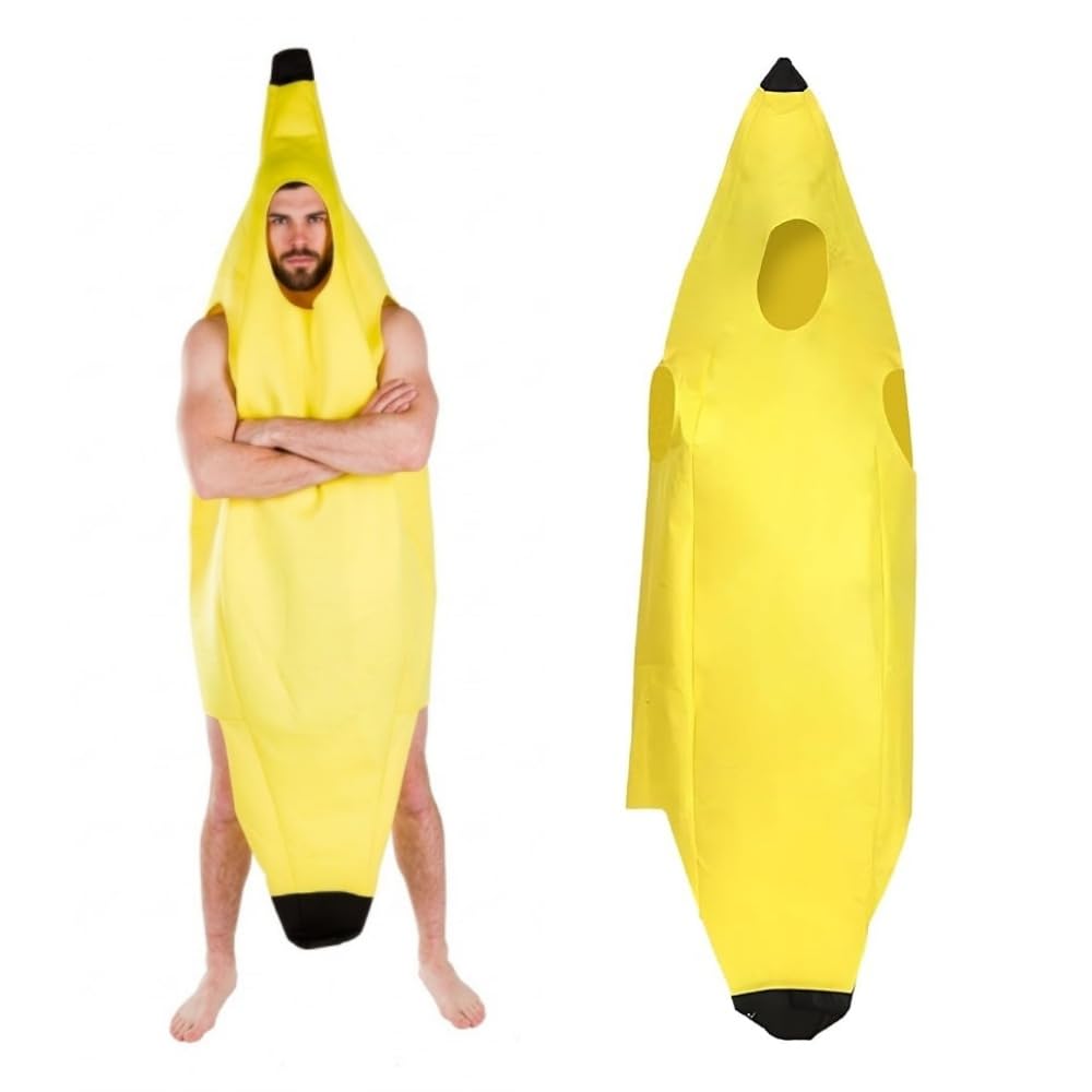 EYWILYWI Adult Banana Costume,Hilarious Yellow Banana Jumpsuit, Lightweight Comfortable Unisex Outfit for Halloween, Parties, Carnivals,Christmas,Perfect for Fun Themed Cosplay. (Yellow)