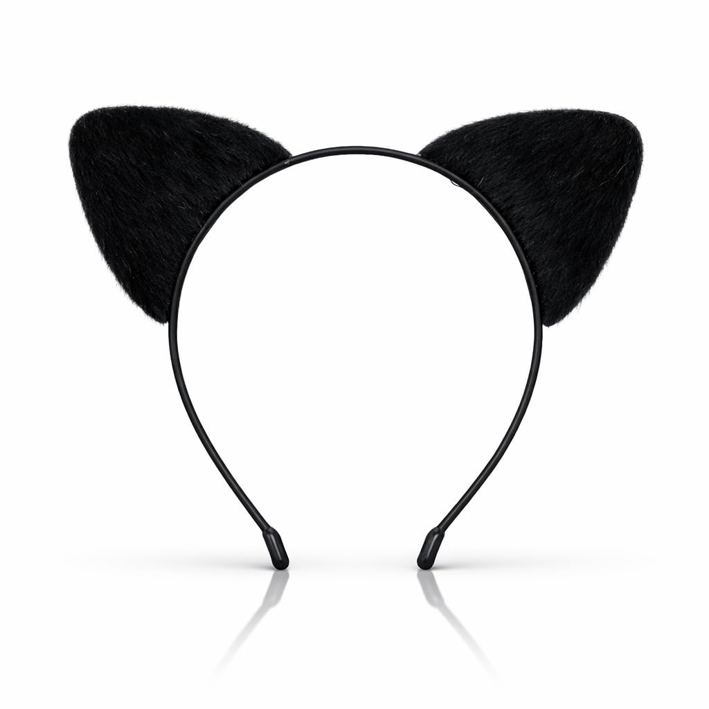 Black Fancy Dress Cat Ears for Adults or Kids Fur Ears Wolrd Book