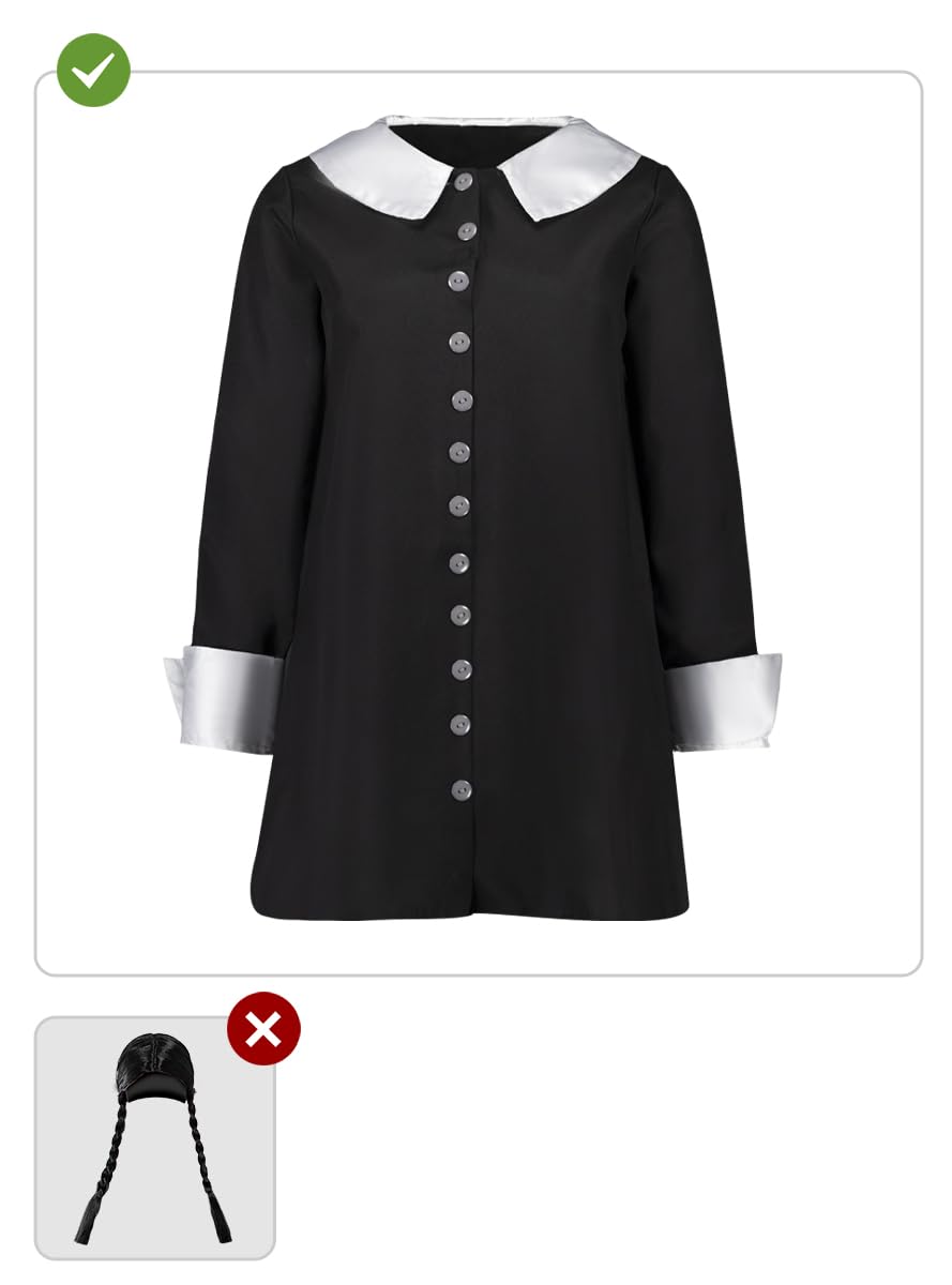 Funidelia | Wednesday Addams Costume The Addams Family for woman Costume for adults accessory fancy dress & props for Halloween, carnival & parties - Size S - Black