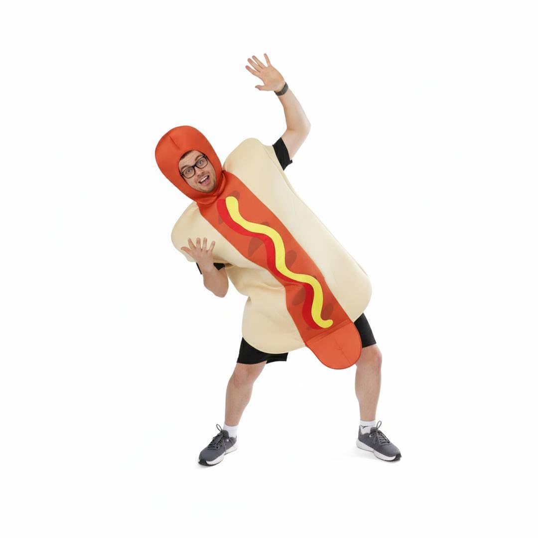 Ketchup and Hot Dog Costume Set – Funny Stag, Duo & Couples Fancy Dress Outfits for Adults – Hilarious Food Costume for Parties, Festivals & Halloween