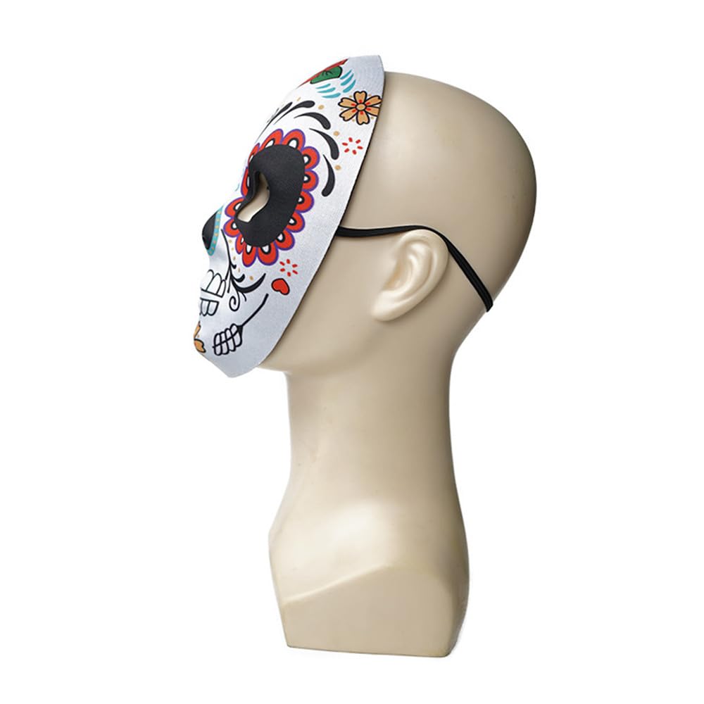 TRIXES 2PC Halloween Sugar Skull Mask Set – Day of the Dead Mask – Mexican Masquerade - Cosplay Costume Party Accessories – Multicoloured Sugar Skull