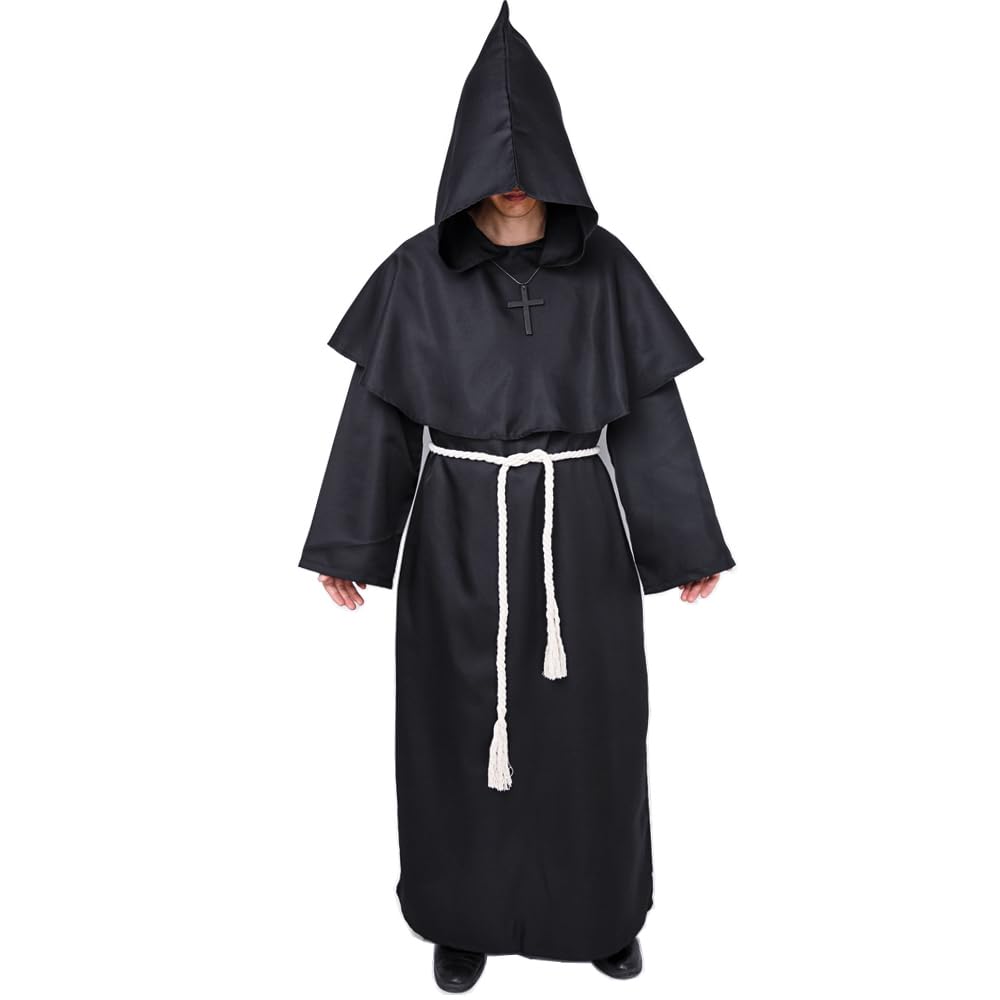 Monk Costume Medieval Friar Hooded Monk Renaissance Priest Robe