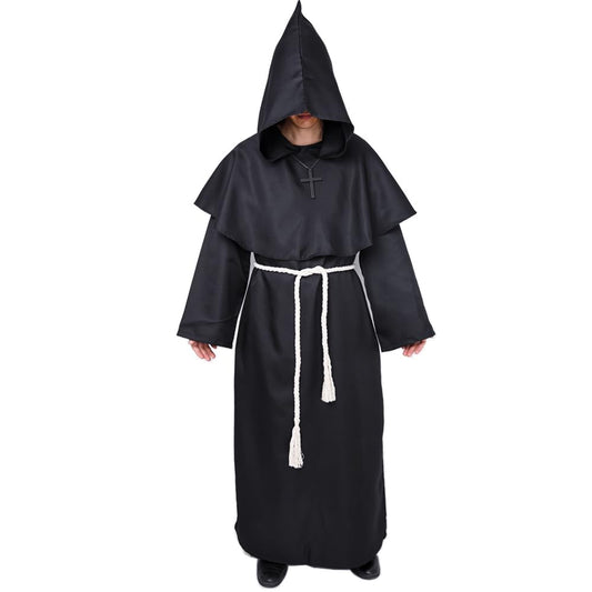 Monk Costume Medieval Friar Hooded Monk Renaissance Priest Robe