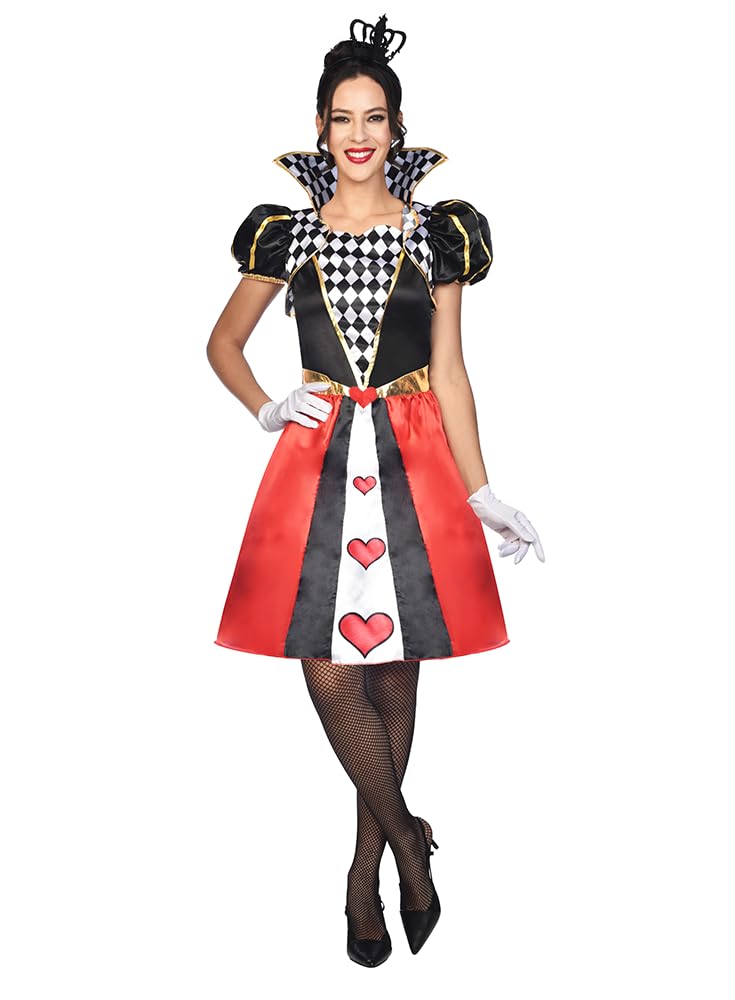 amscan Adult Ladies Queen Of Hearts Short Dress Costume (UK Dress 10-12)