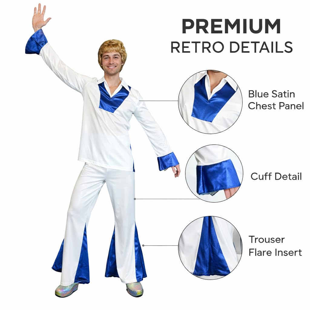 Men's 70s Disco Costume - Retro Fancy Dress Outfit Includes Dress (image 2)