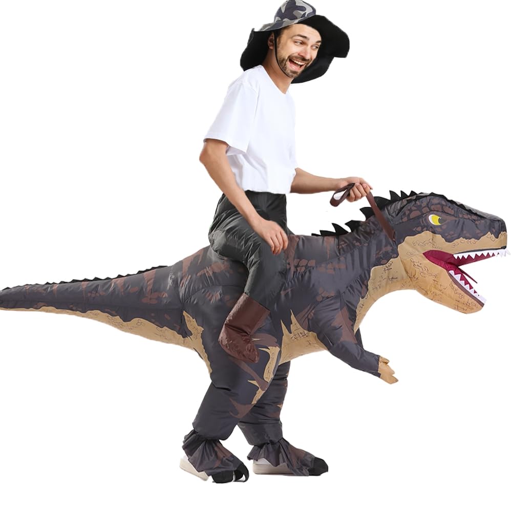 Rafalacy Inflatable Dinosaur Costumes Adult Size T-REX Ride on Halloween Costume Funny Dino Blow up Costume (Black)