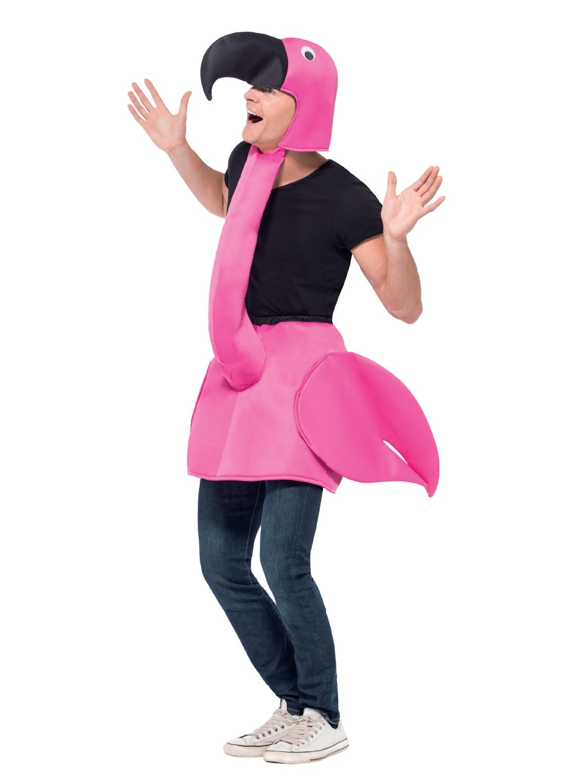 Smiffys Flamingo Costume, Pink with Hooded Tabard, Party Animals Fancy Dress, Animal Dress Up Costumes Halloween