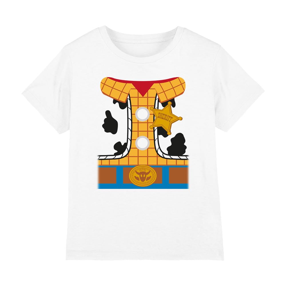 Toy Story Boys Woody Costume Unisex Kids T-Shirt, White, 12-13 Years UK