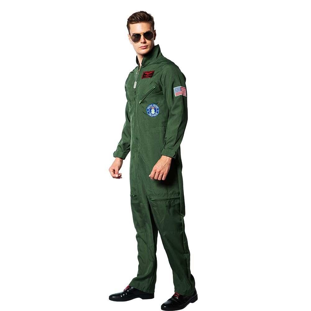 Men Pilot Costume Aviator Fancy Dress Halloween Party Cosplay (image 5)