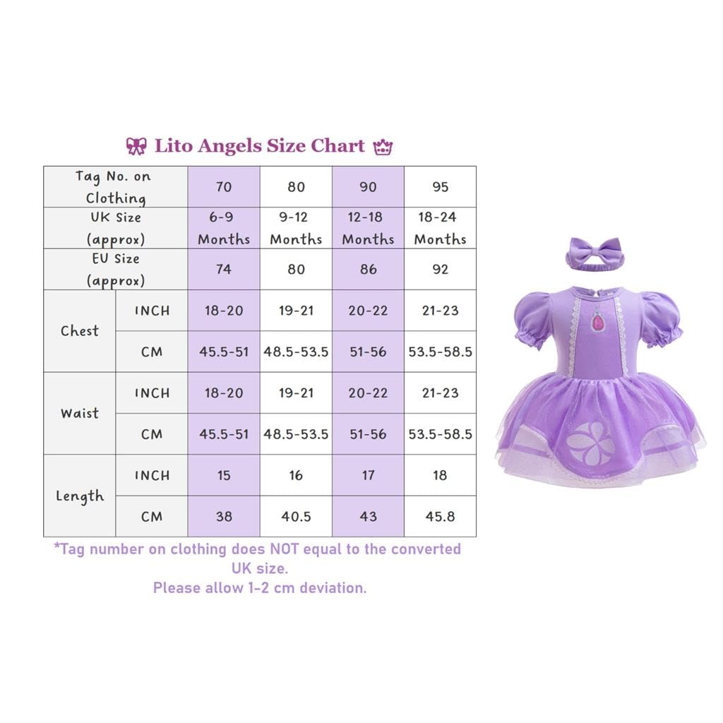 Lito Angels Baby Girls Princess Royal Princess the First Fancy Dress Up Costume Infant Onesie Bodysuit Romper Birthday Outfit with Headband Age 12-18 Months