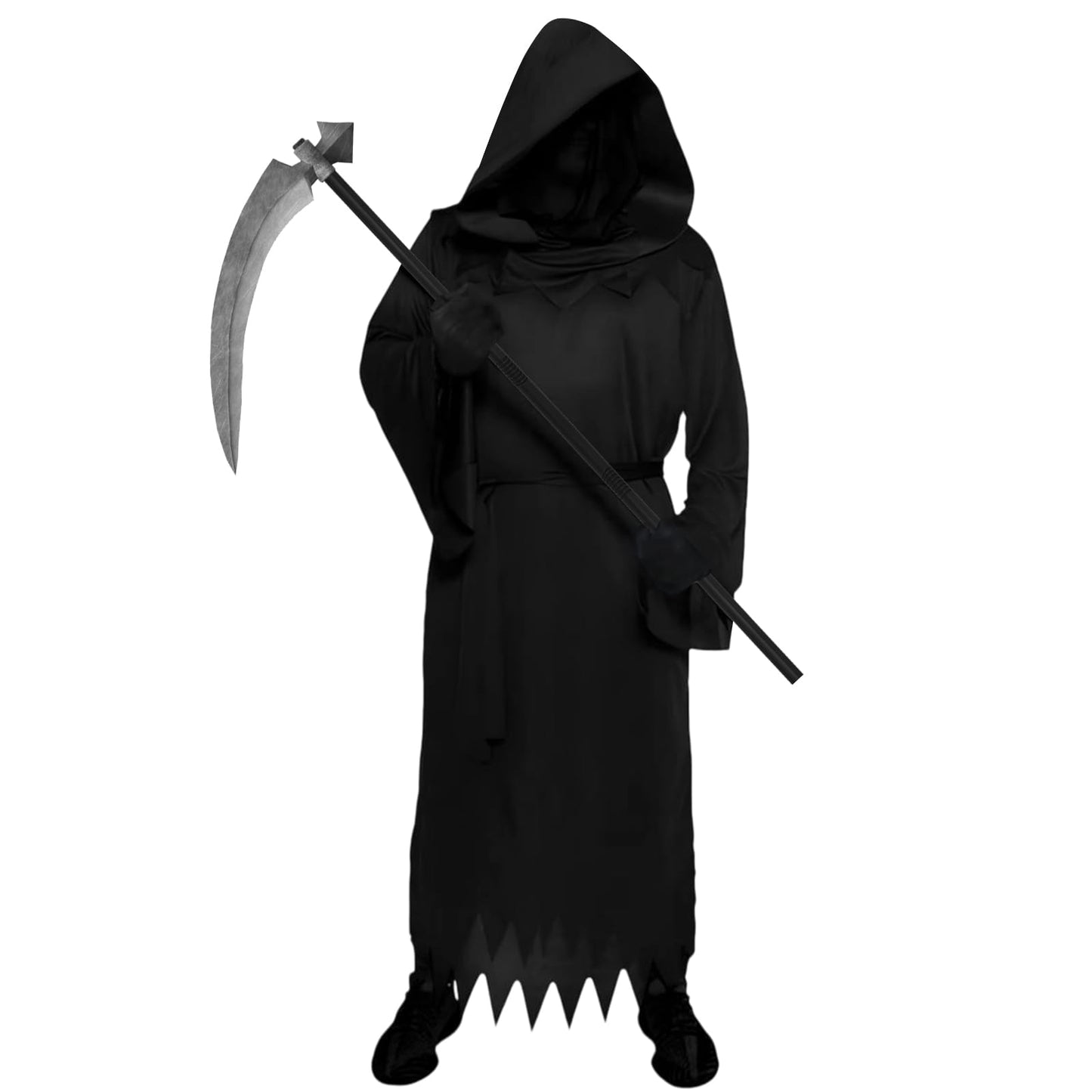 PULASIDO Halloween Costumes, Grim Reaper Costume Set for Girls Boys Adults, Spooky Halloween Costume Set for Adults Scary Ghost Cosplay Masquerade Tunic Outfit with Scary Snake