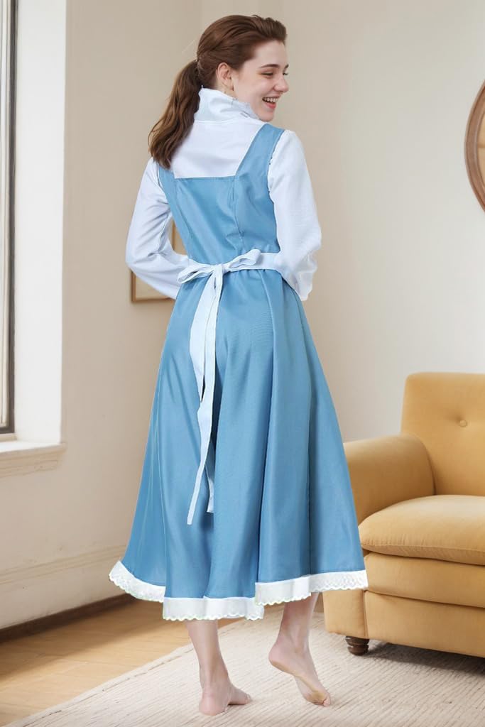 GOLDSTITCH Women's Apron Maid Dress Cosplay Costume Halloween Cosplay Costumes,Blue,Medium