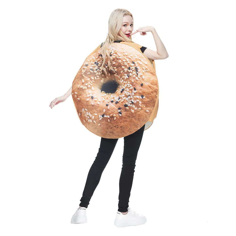 EraSpooky Coffee Cup and Bagels Bread Costume Food Drink Suit Halloween Party Adult Couple Fancy Dress