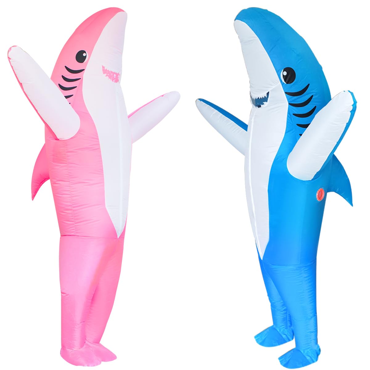 Poptrend Couples Inflatable Shark Costume for Adults Funny Halloween Blow Up Costumes His and Hers Cosplay Duo Costumes 2 Pack