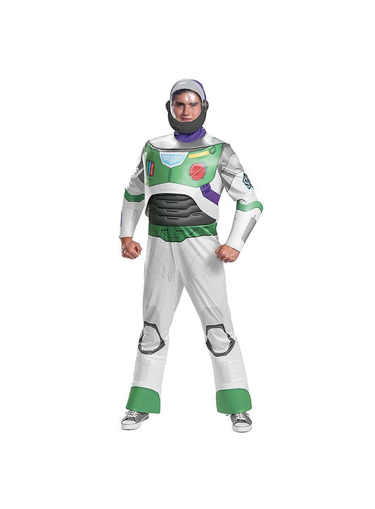 Toy Story Disguise Buzz Lightyear Costume for Adults, Includes Helmet with Iconic Padded Space Suit, Comfortable Fit with Detailed Design, Size 42-46