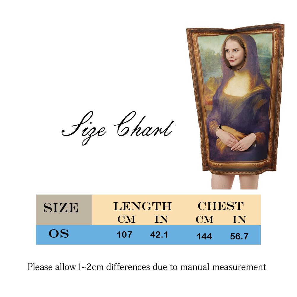 EraSpooky Famous Paintings Costume Mona Lisa Halloween Adult Men Women Funny Fancy Dress
