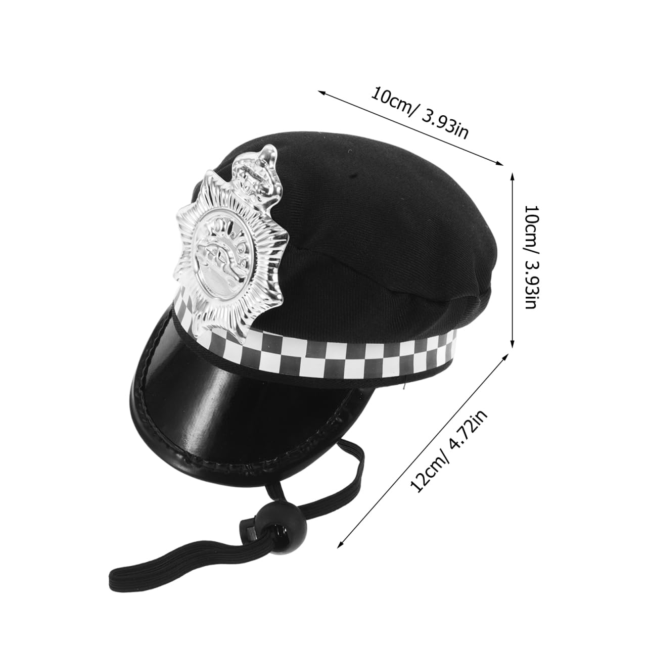 Adjustable Pet Police Hat with Neck Strap Dog Cat Costume Accessory