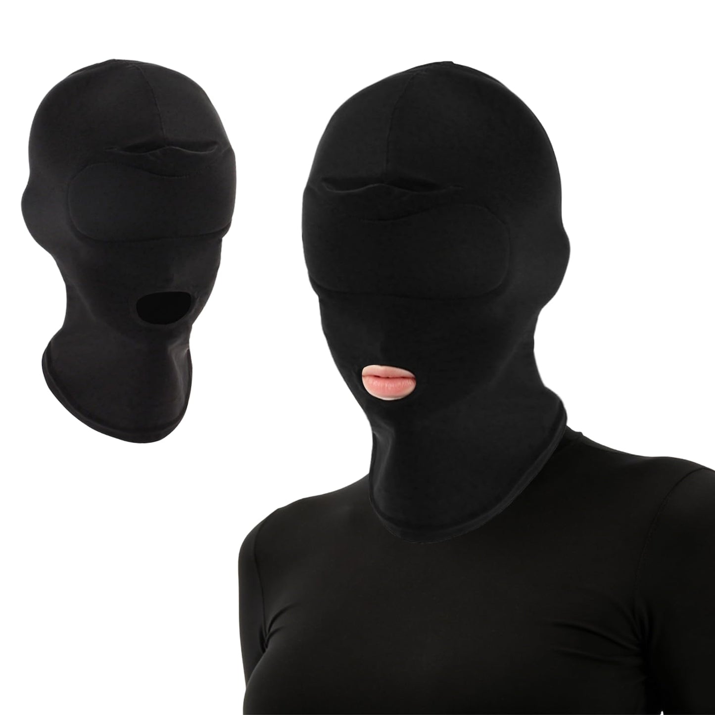 Vxcvzv 3Pcs Adult Costume Mask Black Full Face Hood Open Mouth Eye Design Breathable Elastic Headgear for Couples Role Playing Party Games (3, Black -style 2)