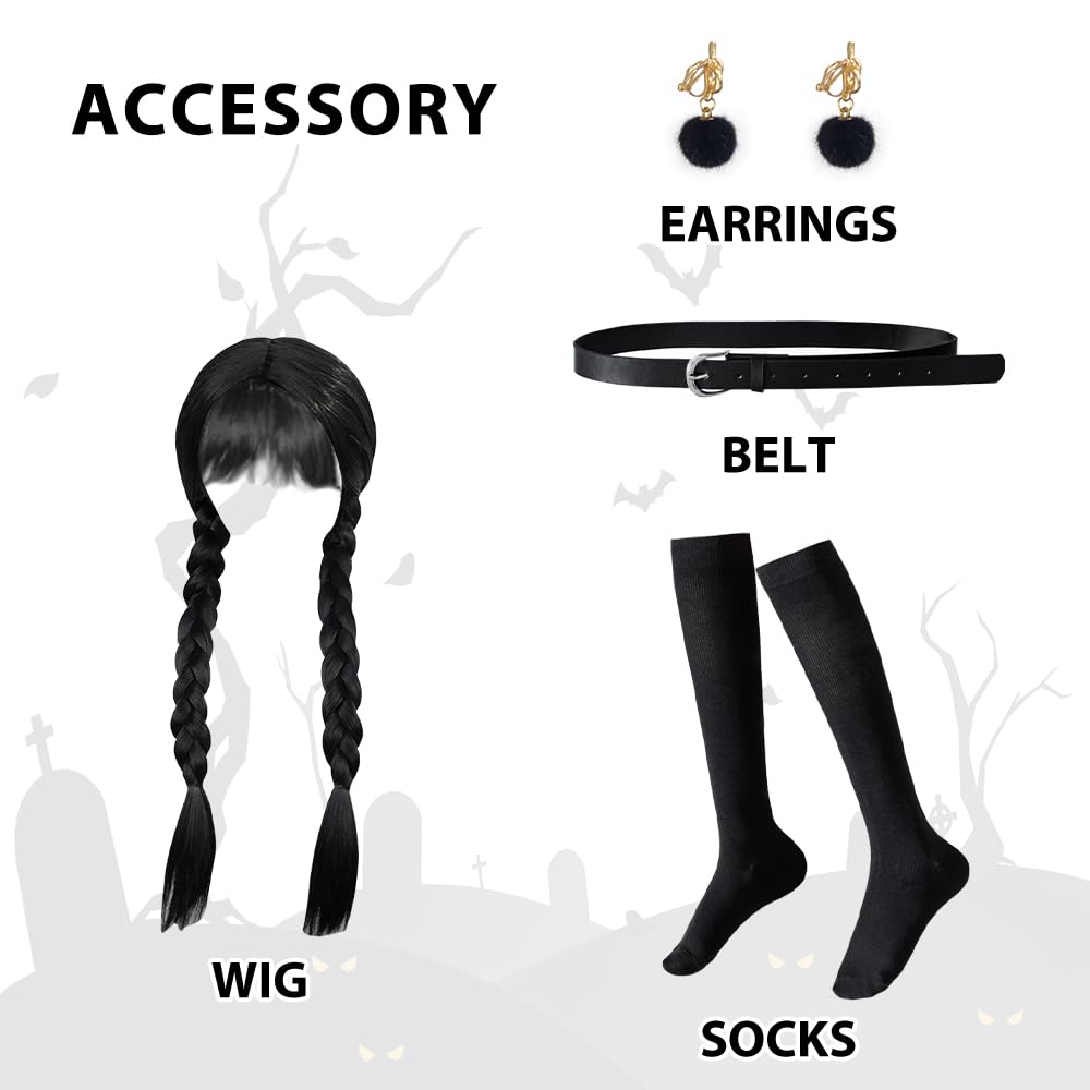 keaiyouhuo Kids Black Princess Dress Halloween Costume Girl Dress for Kids Gothic Dress Cosplay Party Outfit 4-14Y