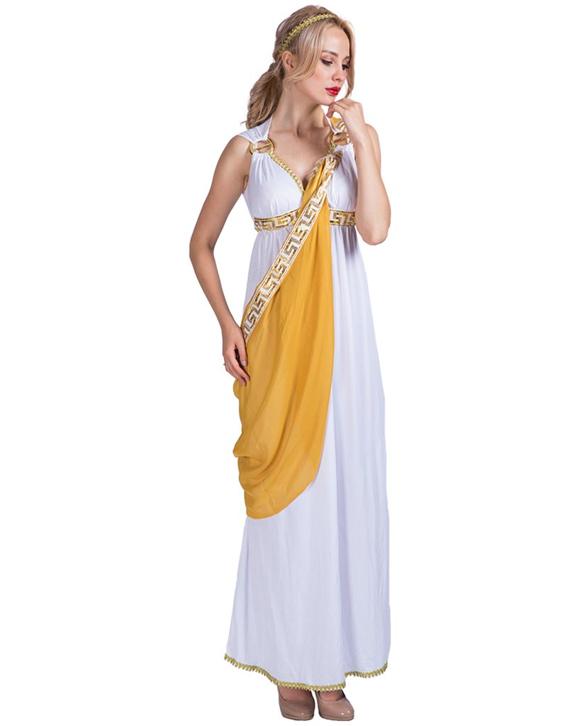 EraSpooky Greek Goddess Ladies Roman Toga Party Fancy Dress Costume White