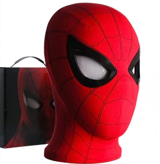 Spider-Man mask with mechanical moving eye lenses, front view