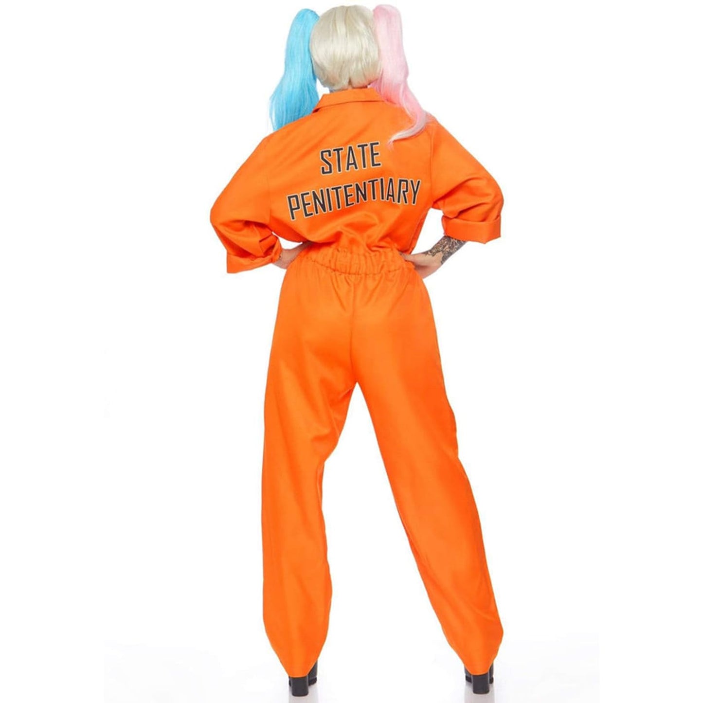 Yoisdtxc Orange Prison Jumpsuit Costume Women Men Jail Halloween Costumes Couples Matching Prisoner Cosplay Outfits (Women Orange, XXL)