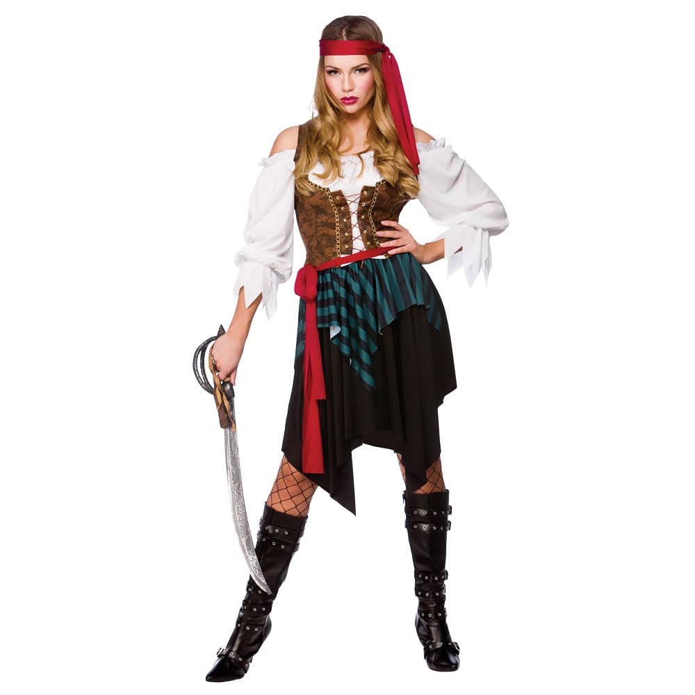 Wicked Costumes Adult Womens Caribbean Pirate Fancy Dress Costume – Swashbuckler Buccaneer Halloween Outfit Small - (UK 10-12)