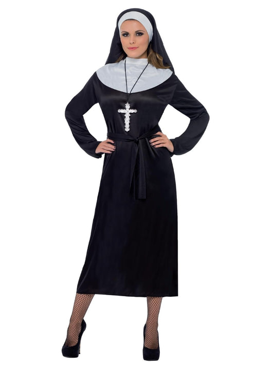 Black and white nun costume for women religious fancy dress