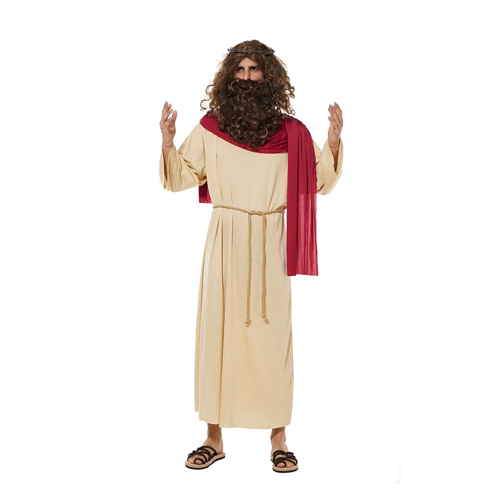 EraSpooky Adult Jesus Costume Men's Biblical Religious Saint Robe Halloween Party Role Play…