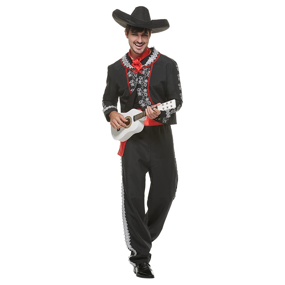 EraSpooky Men's Mariachi Costume Day of The Dead Costumes for Men Dia de los Muertos Size M