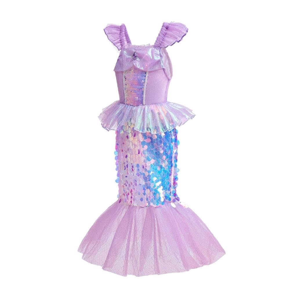 Lito Angels Girls Mermaid Princess Costume, Purple, Age 4-5 Years