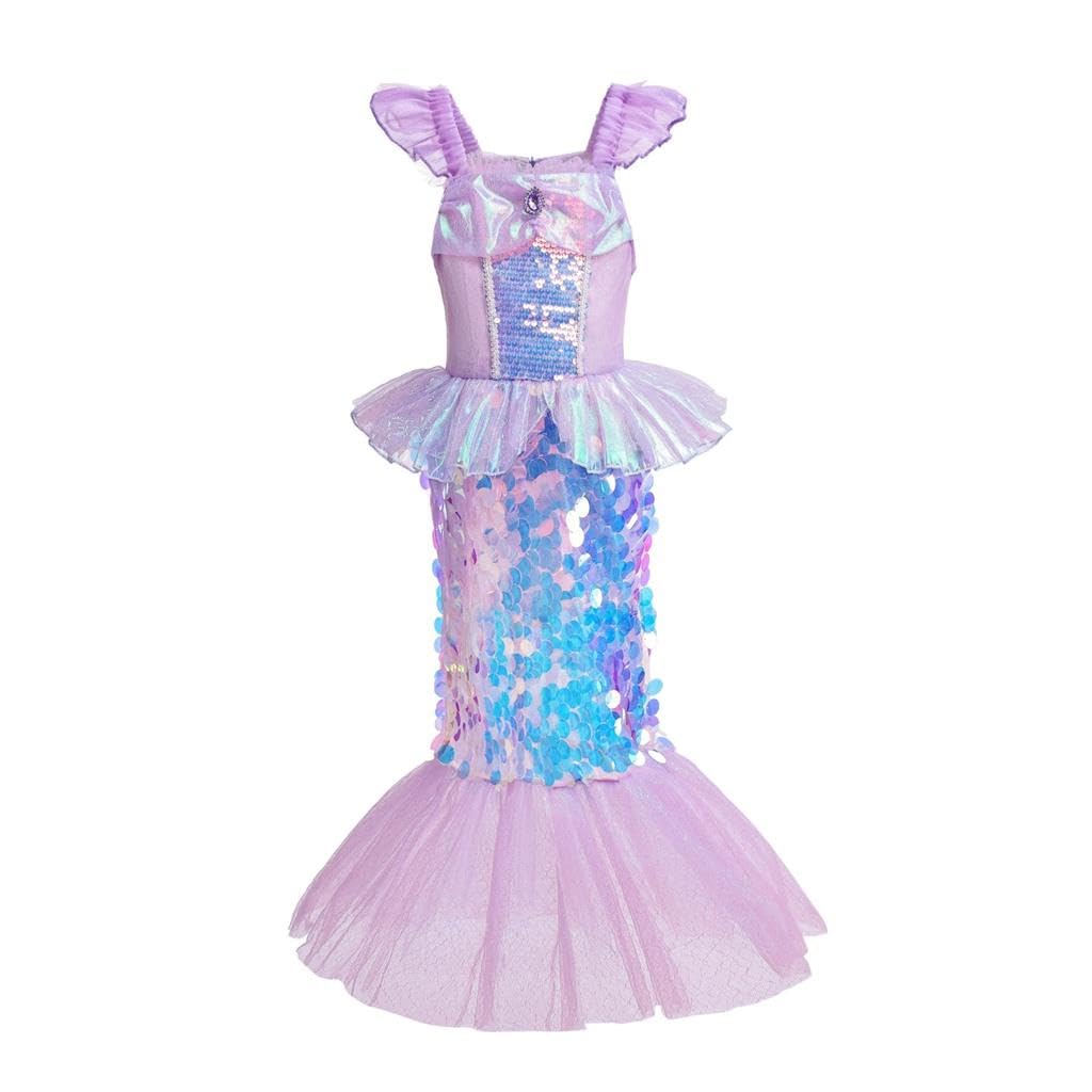 Lito Angels Girls Mermaid Princess Costume, Purple, Age 4-5 Years