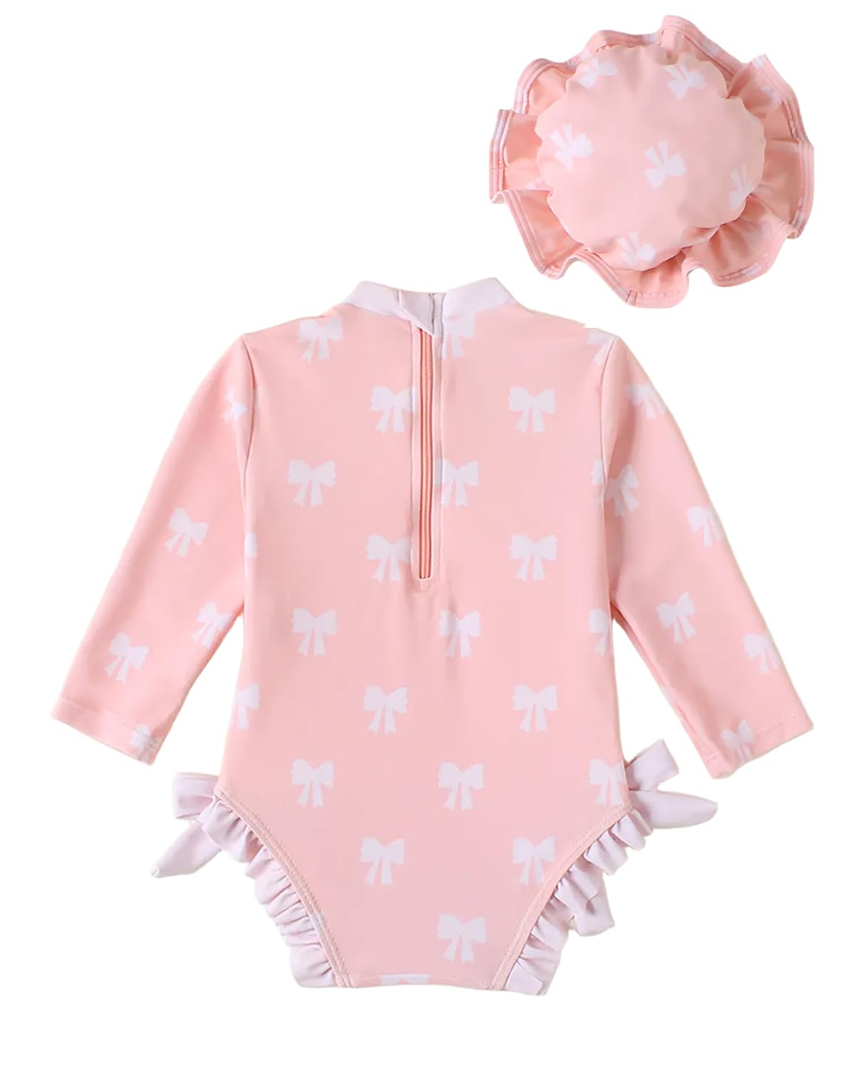 DivingBirds Baby Girls Swimming Costume, Toddler Girls Swimsuit with Sun Hat Infant Swimwear Pink for 3-6 Months