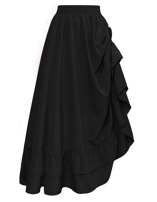 Woman wearing medieval gothic maxi skirt