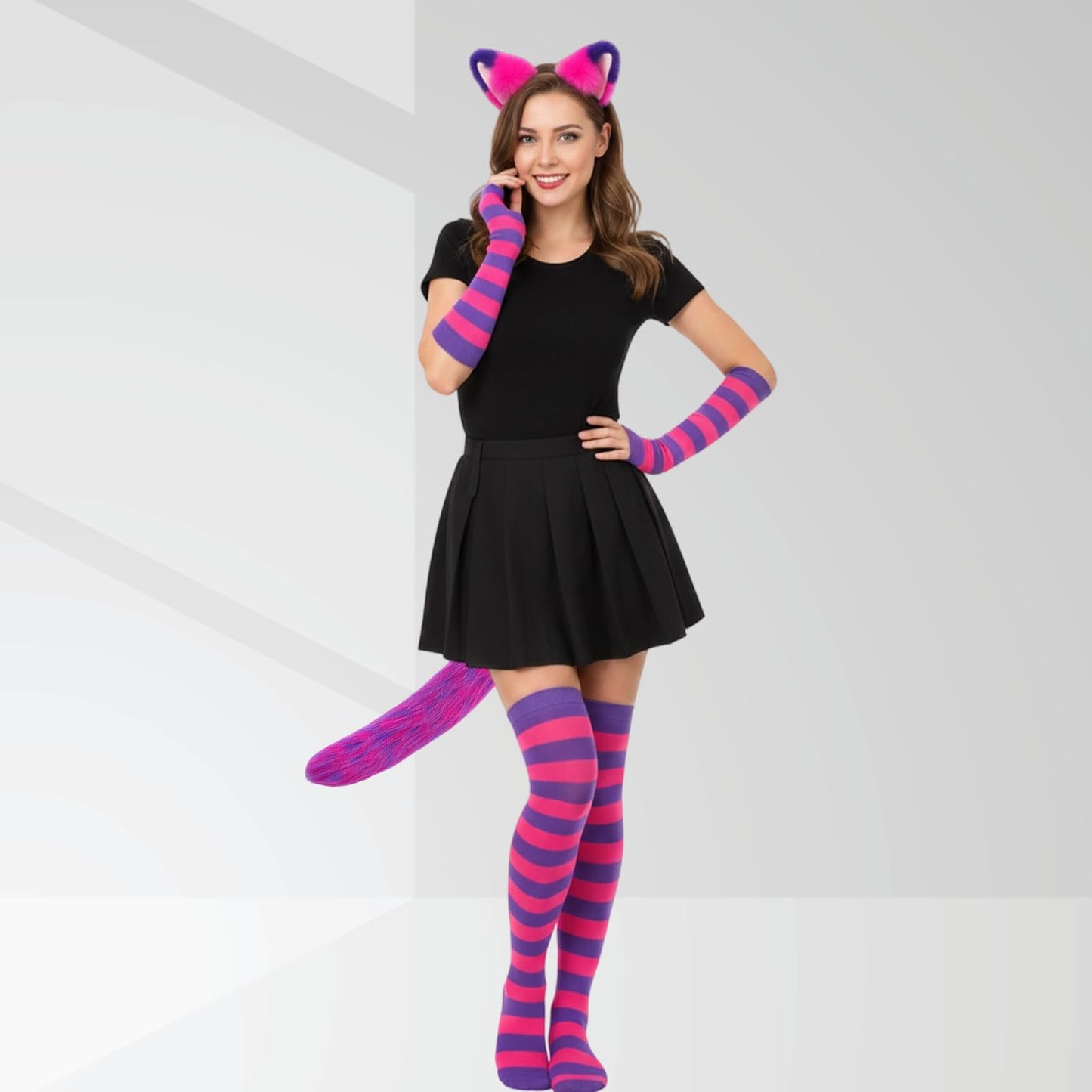 Cheshire Cat Costume - Pink and Purple Striped Top Cheshire Cat (image 4)