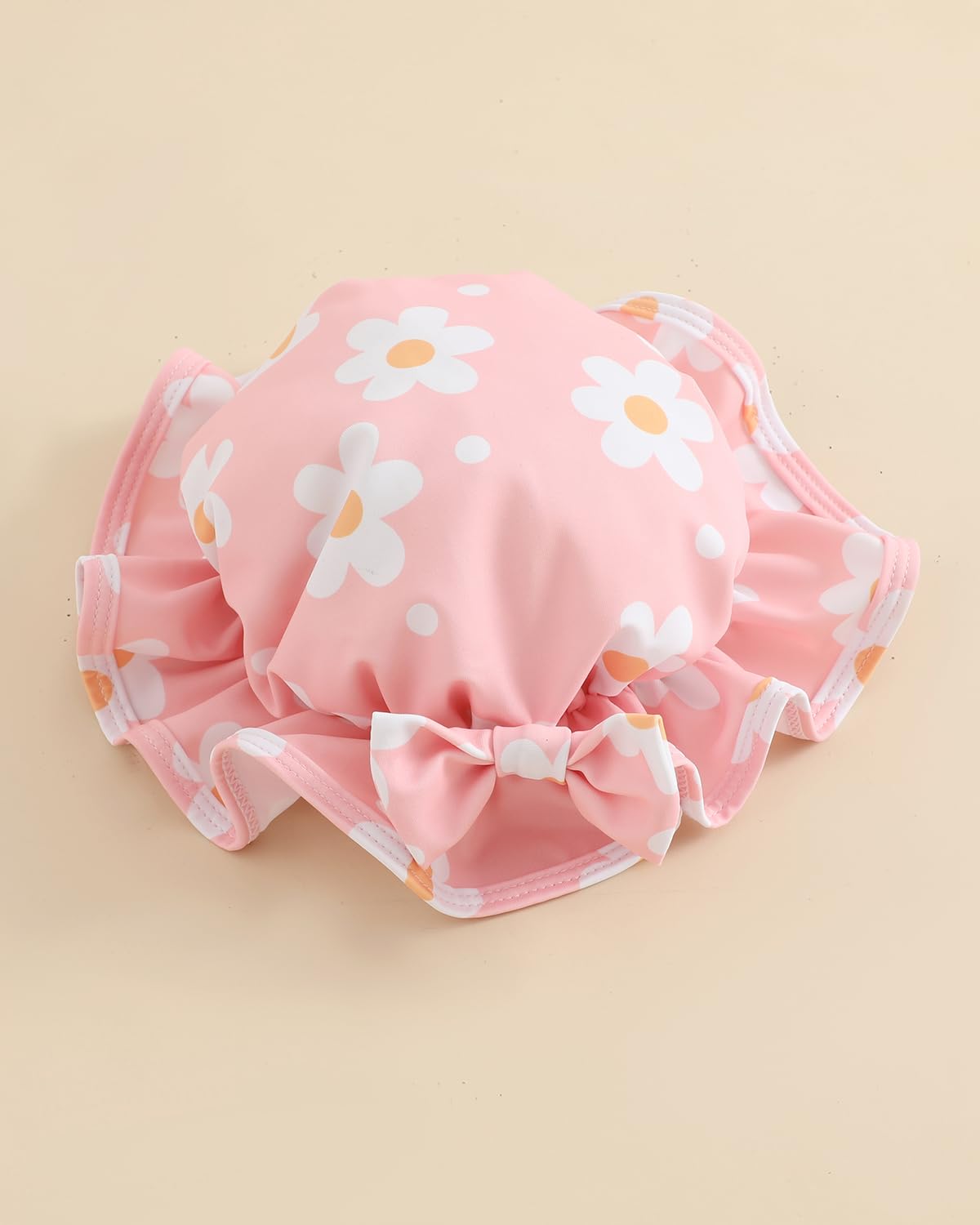 Baby Swimsuit Girl 3-Piece Set 0M-3T, Long Sleeve Toddler Swimming Costume with Hat & Headband, UPF 50+ Infant Rash Vest Front Zipper & Snaps, Pink Flower 12-18 Months