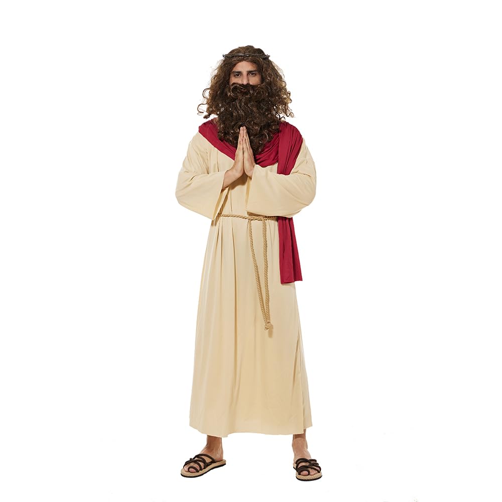 EraSpooky Adult Jesus Costume Men's Biblical Religious Saint Robe Halloween Party Role Play…