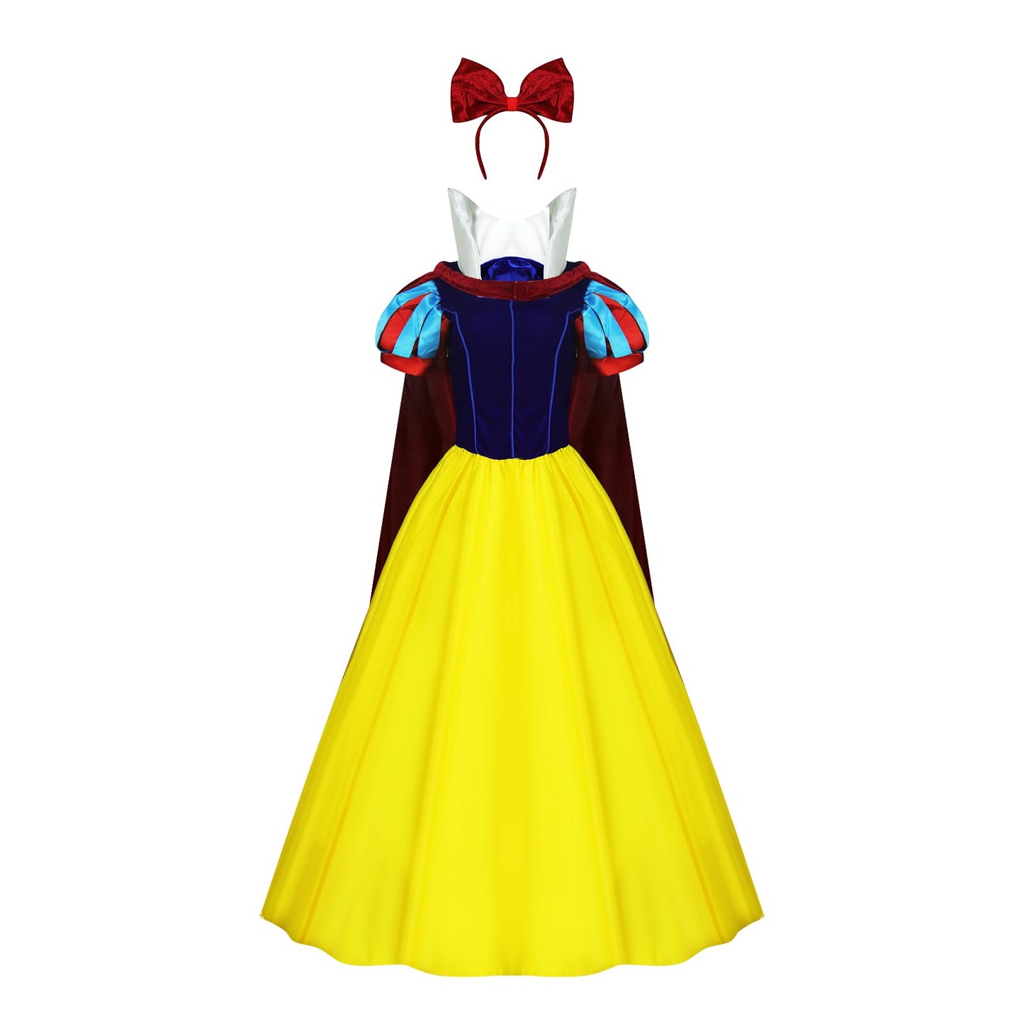 AYYOHON Snow Princess White Costume Women Puff Sleeves Fairytale Dress with Cape Halloween Role Cosplay Outfits for Adult XS