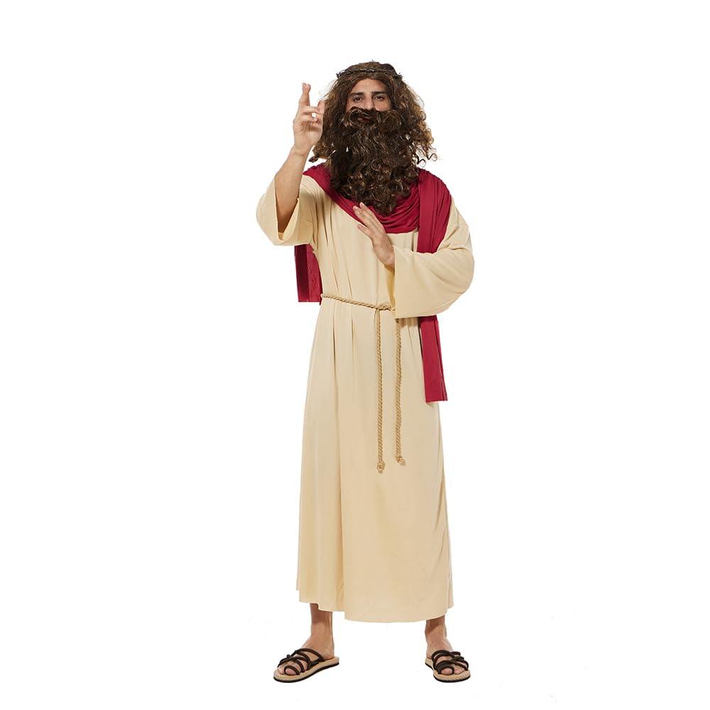 EraSpooky Adult Jesus Costume Men's Biblical Religious Saint Robe Halloween Party Role Play…