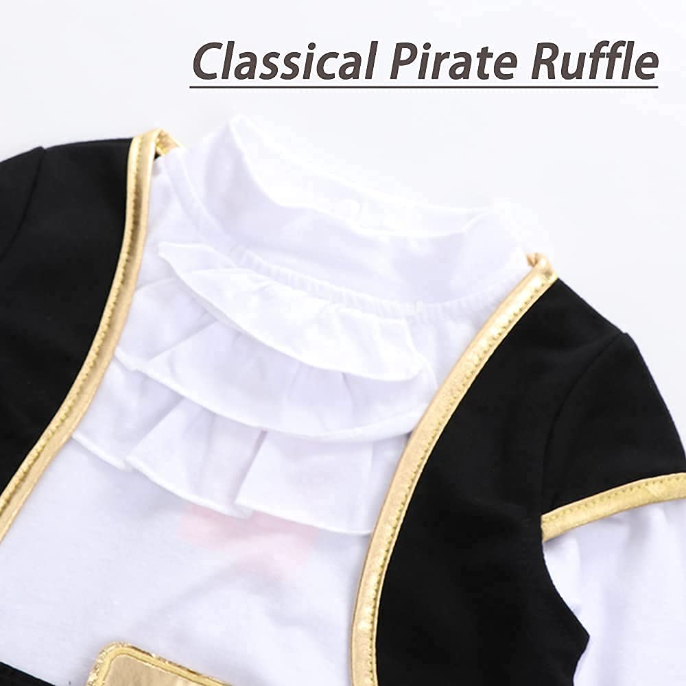 Baby Pirate Costume Toddler Pirate Outfit Baby Boy Halloween Costumes Long Sleeve Romper+Vest+Hat+Belt 4pcs set 18-24 months